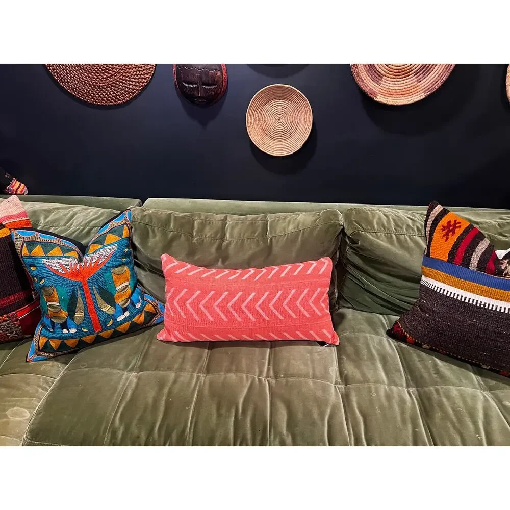 NWT Magaschoni Home Coral Arrow Cotton Lumbar Pillow 12x24